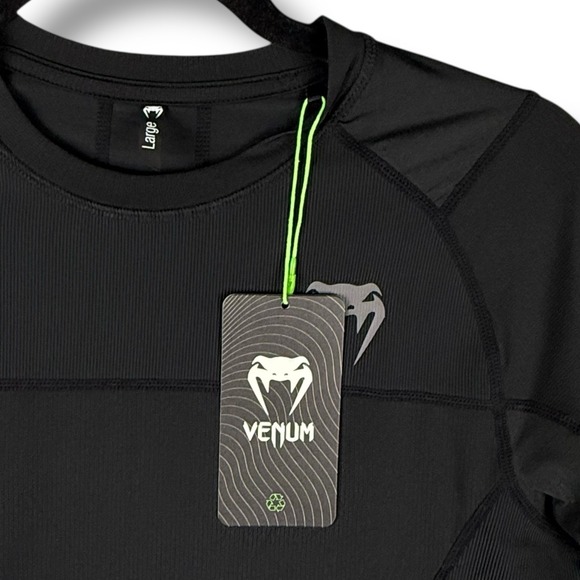 Venum G-Fit Air Rashguard Shirt Men's LG Black Short Sleeve MMA BJJ Compression - Picture 5 of 11